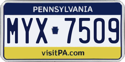 PA license plate MYX7509