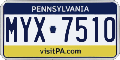 PA license plate MYX7510