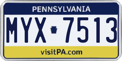 PA license plate MYX7513