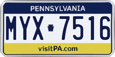 PA license plate MYX7516