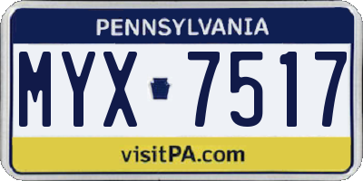 PA license plate MYX7517