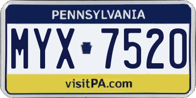 PA license plate MYX7520