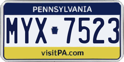 PA license plate MYX7523