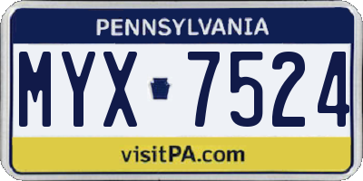 PA license plate MYX7524