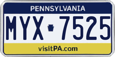 PA license plate MYX7525