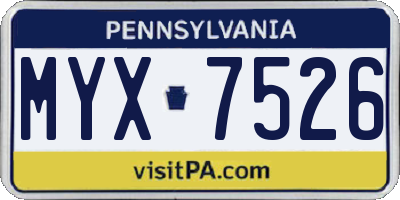 PA license plate MYX7526