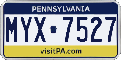 PA license plate MYX7527