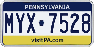 PA license plate MYX7528