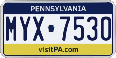 PA license plate MYX7530