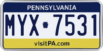 PA license plate MYX7531