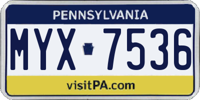 PA license plate MYX7536