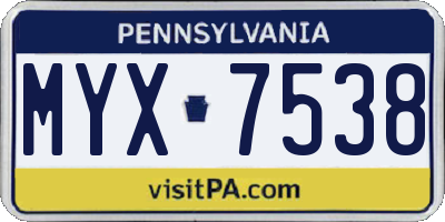 PA license plate MYX7538