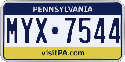 PA license plate MYX7544