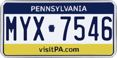 PA license plate MYX7546