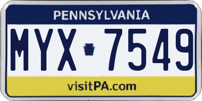PA license plate MYX7549