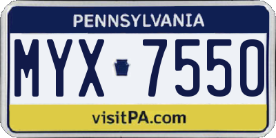 PA license plate MYX7550