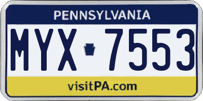 PA license plate MYX7553