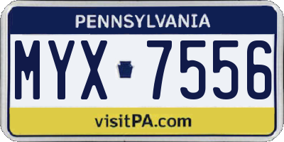 PA license plate MYX7556