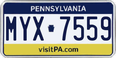 PA license plate MYX7559