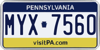 PA license plate MYX7560