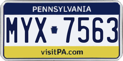 PA license plate MYX7563