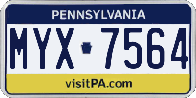 PA license plate MYX7564