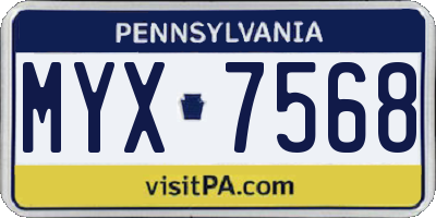 PA license plate MYX7568