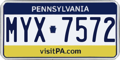 PA license plate MYX7572