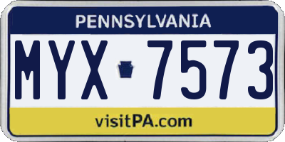 PA license plate MYX7573
