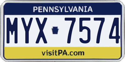PA license plate MYX7574