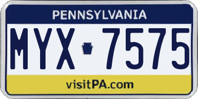 PA license plate MYX7575