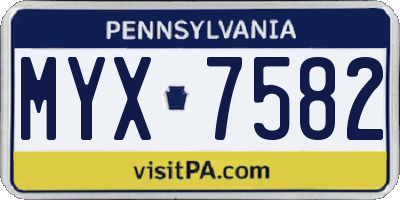 PA license plate MYX7582
