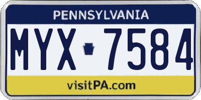 PA license plate MYX7584