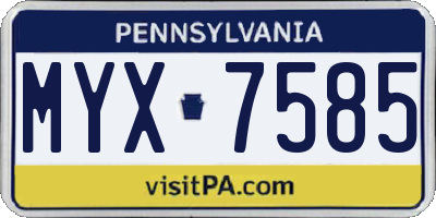 PA license plate MYX7585