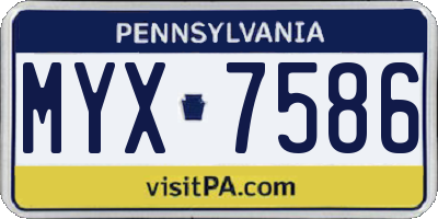 PA license plate MYX7586