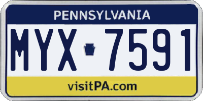 PA license plate MYX7591