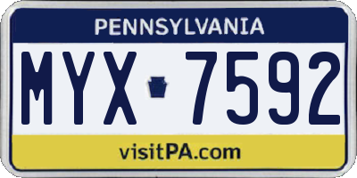 PA license plate MYX7592
