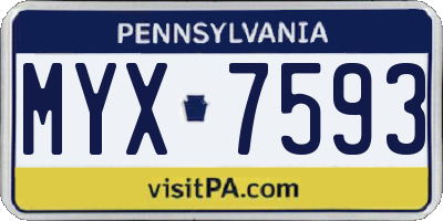 PA license plate MYX7593