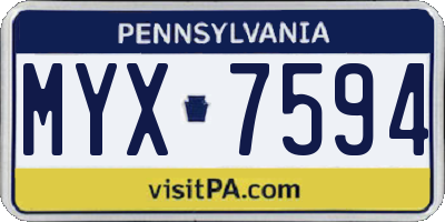 PA license plate MYX7594