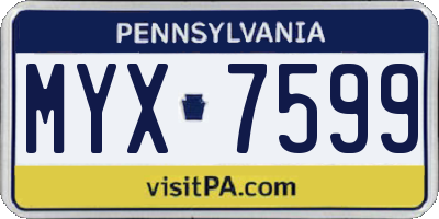 PA license plate MYX7599