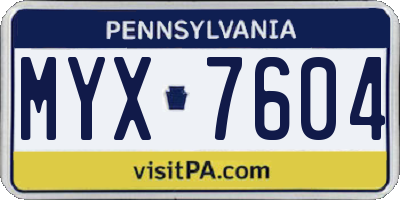 PA license plate MYX7604