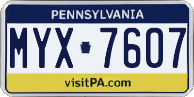 PA license plate MYX7607