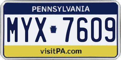 PA license plate MYX7609