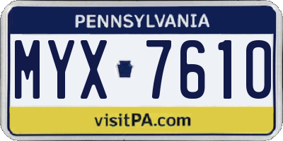 PA license plate MYX7610