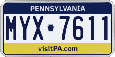 PA license plate MYX7611