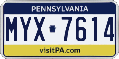 PA license plate MYX7614