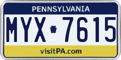 PA license plate MYX7615