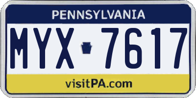 PA license plate MYX7617