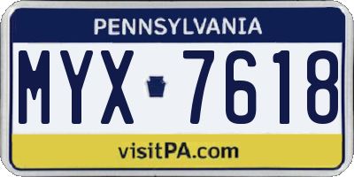 PA license plate MYX7618