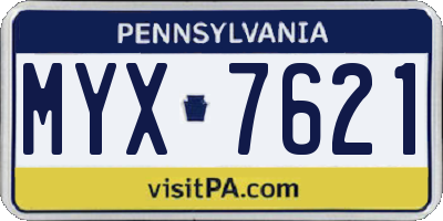 PA license plate MYX7621